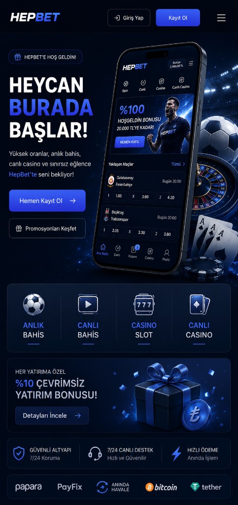 HepBet mobil uygulama önizlemesi